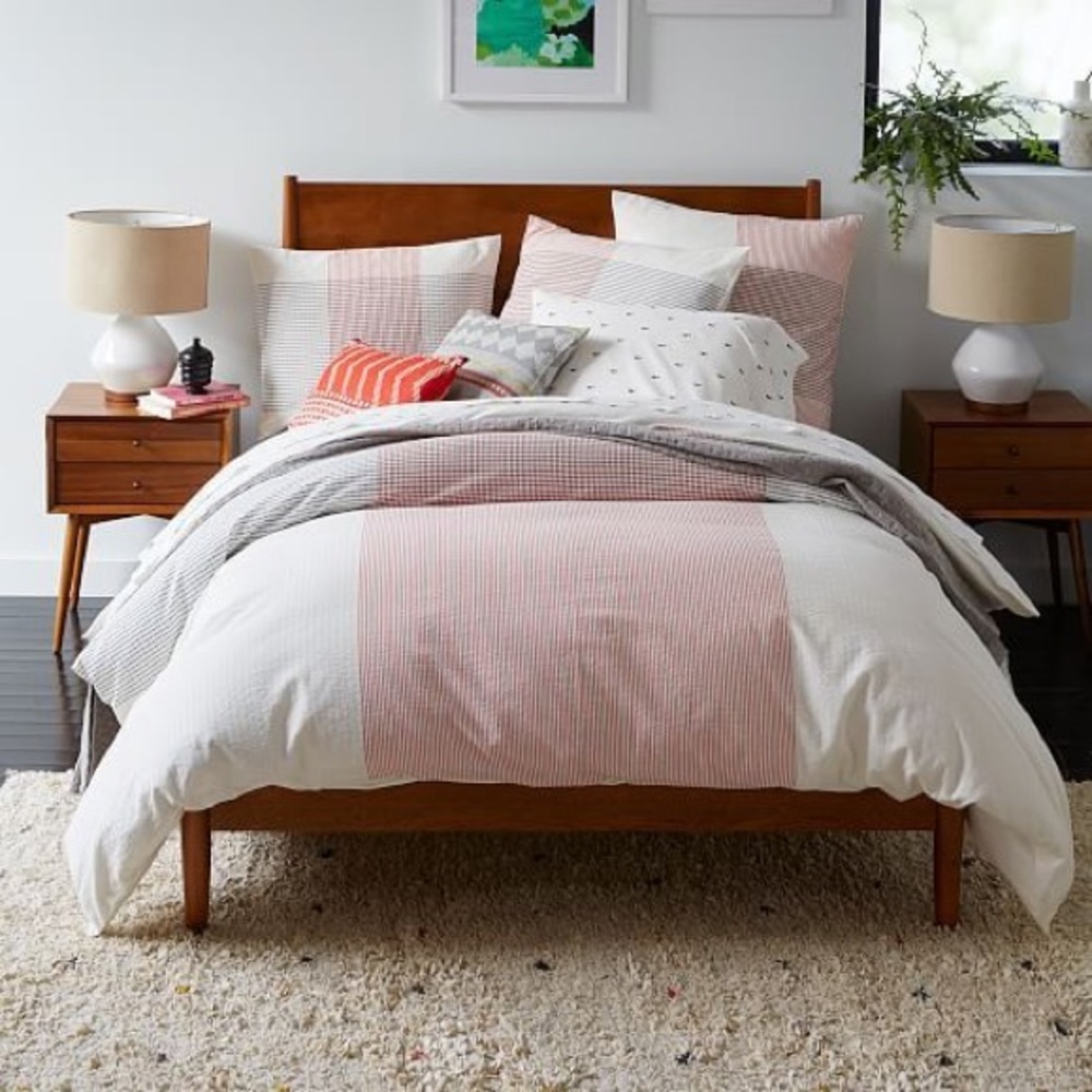 West Elm Seersucker Oversized Plaid Duvet Cover